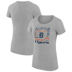 Detroit Tigers G-III 4Her by Carl Banks Women's Super-Slim Fit Lightweight Collage Team Graphic Crew Neck T-Shirt - Heather Gray - MLB Online
