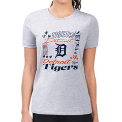 Detroit Tigers G-III 4Her by Carl Banks Women's Super-Slim Fit Lightweight Collage Team Graphic Crew Neck T-Shirt - Heather Gray - MLB Online