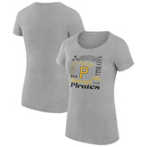 Pittsburgh Pirates G-III 4Her by Carl Banks Women's Super-Slim Fit Lightweight Collage Team Graphic Crew Neck T-Shirt - Heather Gray - MLB Sale