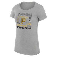 Pittsburgh Pirates G-III 4Her by Carl Banks Women's Super-Slim Fit Lightweight Collage Team Graphic Crew Neck T-Shirt - Heather Gray - MLB Sale