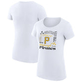 Pittsburgh Pirates G-III 4Her by Carl Banks Women's Super-Slim Fit Lightweight Collage Team Graphic Crew Neck T-Shirt - White - MLB Sale
