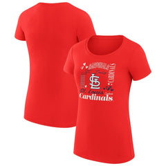 St. Louis Cardinals G-III 4Her by Carl Banks Women's Super-Slim Fit Lightweight Collage Team Graphic Crew Neck T-Shirt - Red - MLB on Sale