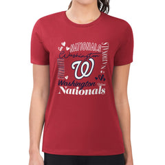 Washington Nationals G-III 4Her by Carl Banks Women's Super-Slim Fit Lightweight Collage Team Graphic Crew Neck T-Shirt - Red - MLB on Sale