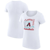 Arizona Diamondbacks G-III 4Her by Carl Banks Women's Super-Slim Fit Lightweight Collage Team Graphic Crew Neck T-Shirt - White - MLB Sale