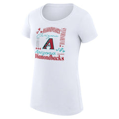 Arizona Diamondbacks G-III 4Her by Carl Banks Women's Super-Slim Fit Lightweight Collage Team Graphic Crew Neck T-Shirt - White - MLB Sale