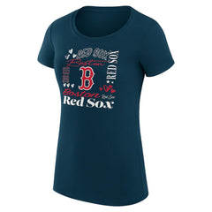 Boston Red Sox G-III 4Her by Carl Banks Women's Super-Slim Fit Lightweight Collage Team Graphic Crew Neck T-Shirt - Navy - MLB Discount