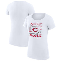 Cincinnati Reds G-III 4Her by Carl Banks Women's Super-Slim Fit Lightweight Collage Team Graphic Crew Neck T-Shirt - White - MLB Discount