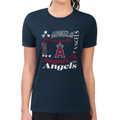 Los Angeles Angels G-III 4Her by Carl Banks Women's Super-Slim Fit Lightweight Collage Team Graphic Crew Neck T-Shirt - Navy - MLB Online