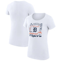 Detroit Tigers G-III 4Her by Carl Banks Women's Super-Slim Fit Lightweight Collage Team Graphic Crew Neck T-Shirt - White - MLB Online