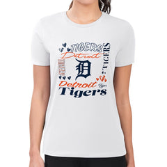 Detroit Tigers G-III 4Her by Carl Banks Women's Super-Slim Fit Lightweight Collage Team Graphic Crew Neck T-Shirt - White - MLB Online