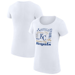 Kansas City Royals G-III 4Her by Carl Banks Women's Super-Slim Fit Lightweight Collage Team Graphic Crew Neck T-Shirt - White - MLB on Sale