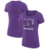 Colorado Rockies G-III 4Her by Carl Banks Women's Super-Slim Fit Lightweight Collage Team Graphic Crew Neck T-Shirt - Purple - MLB Sale