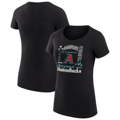 Arizona Diamondbacks G-III 4Her by Carl Banks Women's Super-Slim Fit Lightweight Collage Team Graphic Crew Neck T-Shirt - Black - MLB Lifestyle