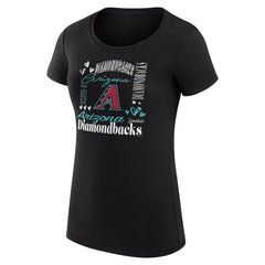 Arizona Diamondbacks G-III 4Her by Carl Banks Women's Super-Slim Fit Lightweight Collage Team Graphic Crew Neck T-Shirt - Black - MLB Lifestyle