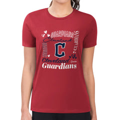 Cleveland Guardians G-III 4Her by Carl Banks Women's Super-Slim Fit Lightweight Collage Team Graphic Crew Neck T-Shirt - Red - MLB Sale