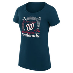Washington Nationals G-III 4Her by Carl Banks Women's Super-Slim Fit Lightweight Collage Team Graphic Crew Neck T-Shirt - Navy - MLB Lifestyle