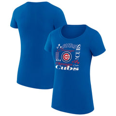 Chicago Cubs G-III 4Her by Carl Banks Women's Super-Slim Fit Lightweight Collage Team Graphic Crew Neck T-Shirt - Royal - MLB Discount