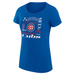 Chicago Cubs G-III 4Her by Carl Banks Women's Super-Slim Fit Lightweight Collage Team Graphic Crew Neck T-Shirt - Royal - MLB Discount