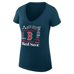 Boston Red Sox G-III 4Her by Carl Banks Women's Super-Slim Fit Lightweight Collage Team Graphic V-Neck T-Shirt - Navy - MLB Sale