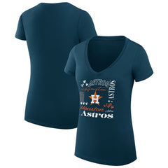Houston Astros G-III 4Her by Carl Banks Women's Super-Slim Fit Lightweight Collage Team Graphic V-Neck T-Shirt - Navy - MLB Online
