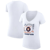 Houston Astros G-III 4Her by Carl Banks Women's Super-Slim Fit Lightweight Collage Team Graphic V-Neck T-Shirt - White - MLB Discount