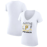 Pittsburgh Pirates G-III 4Her by Carl Banks Women's Super-Slim Fit Lightweight Collage Team Graphic V-Neck T-Shirt - White - MLB Discount