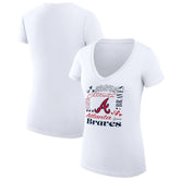 Atlanta Braves G-III 4Her by Carl Banks Women's Super-Slim Fit Lightweight Collage Team Graphic V-Neck T-Shirt - White - MLB Lifestyle