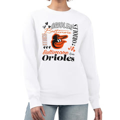 Baltimore Orioles G-III 4Her by Carl Banks Women's Collage Team Graphic Fleece Pullover Hoodie - White - MLB Lifestyle
