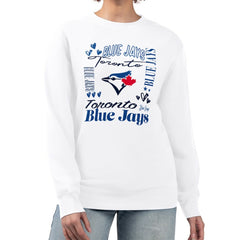 Toronto Blue Jays G-III 4Her by Carl Banks Women's Collage Team Graphic Fleece Pullover Hoodie - White - MLB Sale