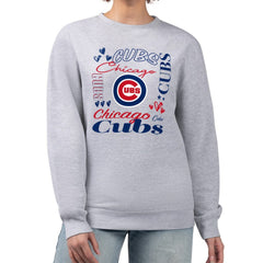 Chicago Cubs G-III 4Her by Carl Banks Women's Collage Team Graphic Fleece Pullover Hoodie - Heather Gray - MLB Lifestyle