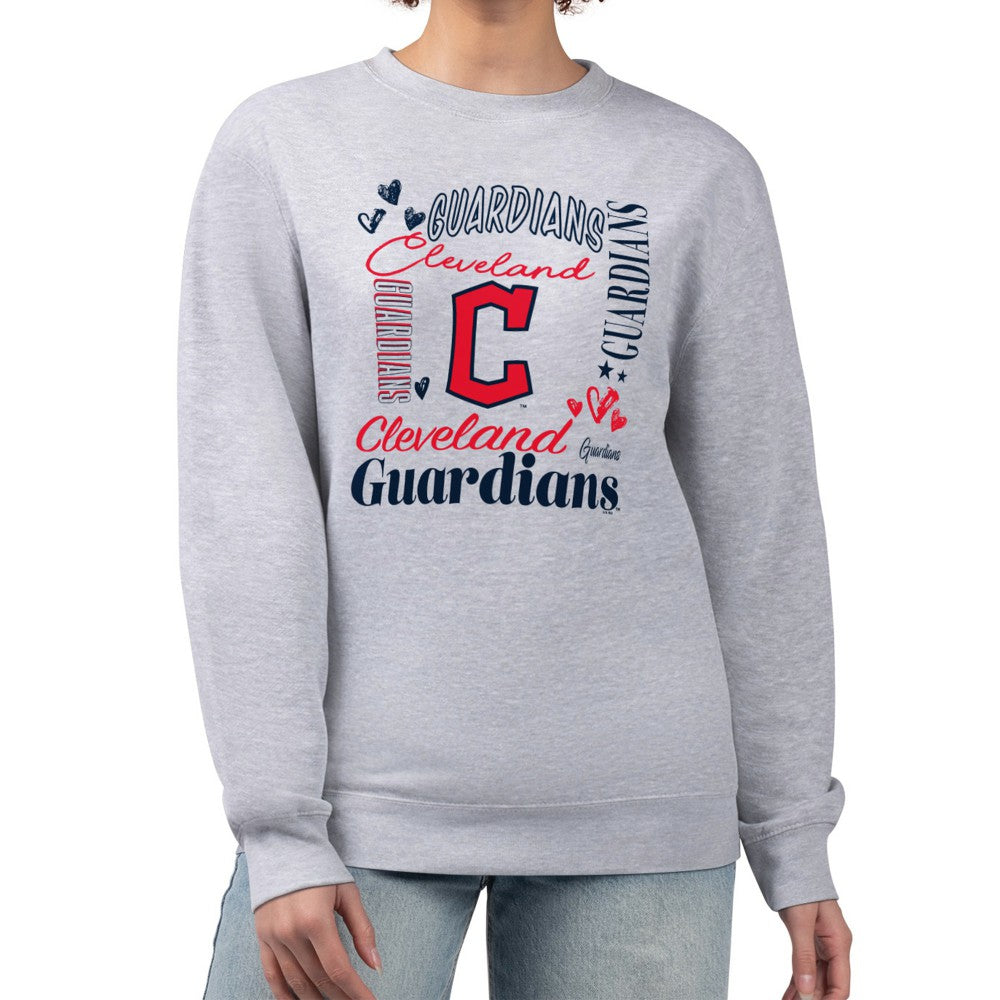 Cleveland Guardians G-III 4Her by Carl Banks Women's Collage Team Graphic Fleece Pullover Hoodie - Heather Gray - MLB on Sale