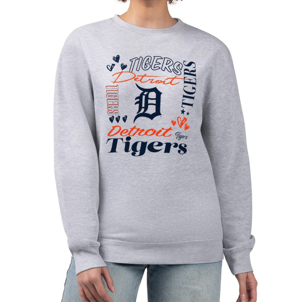 Detroit Tigers G-III 4Her by Carl Banks Women's Collage Team Graphic Fleece Pullover Hoodie - Heather Gray - MLB Lifestyle
