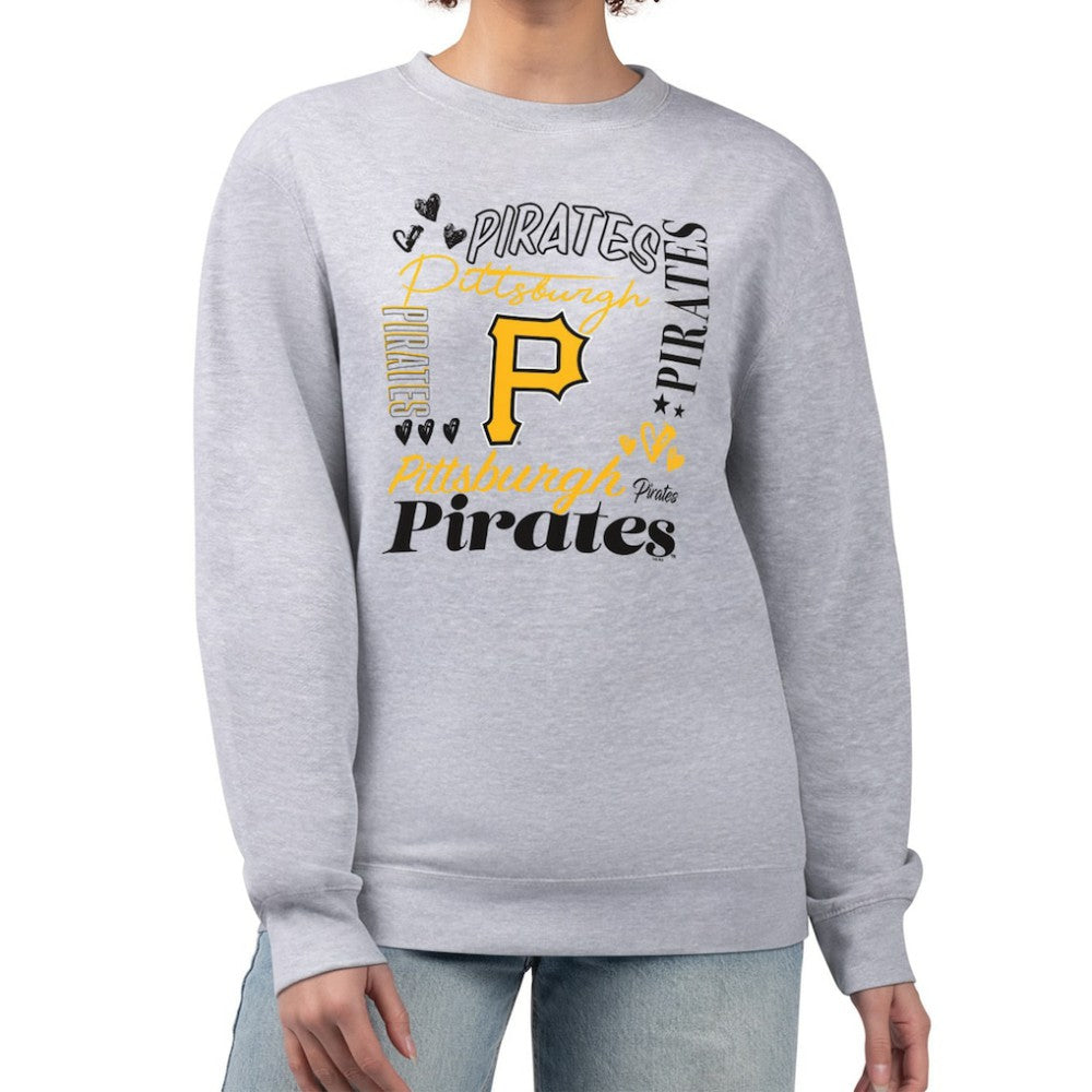 Pittsburgh Pirates G-III 4Her by Carl Banks Women's Collage Team Graphic Fleece Pullover Hoodie - Heather Gray - MLB Lifestyle