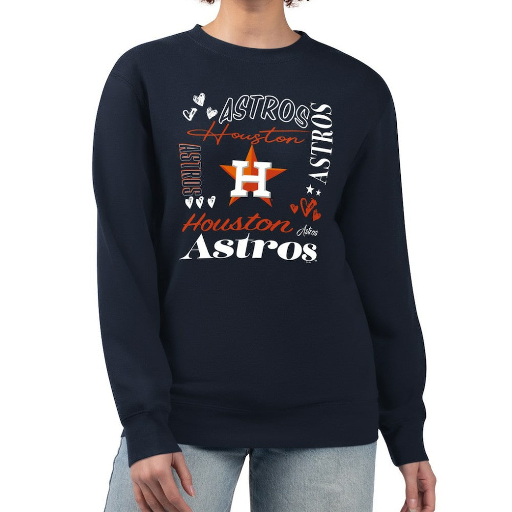 Houston Astros G-III 4Her by Carl Banks Women's Collage Team Graphic Fleece Pullover Hoodie - Navy - MLB Online