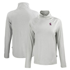 California Angels Cutter & Buck Women's Cooperstown Collection Coastline Epic Comfort Eco Recycled Funnel Neck Raglan Pullover Top - Gray - MLB Discount