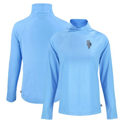 Kansas City Royals Cutter & Buck Women's City Connect Coastline Epic Comfort Eco Recycled Funnel Neck Raglan Pullover Top - Powder Blue - MLB Sale
