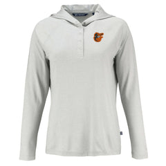 Baltimore Orioles Cutter & Buck Women's Coastline Epic Comfort Eco Recycled Hoodie Raglan Long Sleeve T-Shirt - Gray - MLB on Sale