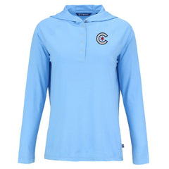 Chicago Cubs Cutter & Buck Women's City Connect Coastline Epic Comfort Eco Recycled Hoodie Raglan Long Sleeve T-Shirt - Powder Blue - MLB Sale