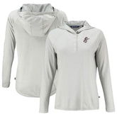 Cincinnati Reds Cutter & Buck Women's Cooperstown Collection Coastline Epic Comfort Eco Recycled Hoodie Raglan Long Sleeve T-Shirt - Gray - MLB on Sale