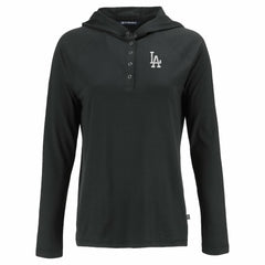 Los Angeles Dodgers Cutter & Buck Women's Coastline Epic Comfort Eco Recycled Hoodie Raglan Long Sleeve T-Shirt - Black - MLB Lifestyle