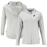 Philadelphia Phillies Cutter & Buck Women's Cooperstown Collection Coastline Epic Comfort Eco Recycled Hoodie Raglan Long Sleeve T-Shirt - Gray - MLB Sale