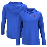 Philadelphia Phillies Cutter & Buck Women's Coastline Epic Comfort Eco Recycled Hoodie Raglan Long Sleeve T-Shirt - Royal - MLB Lifestyle