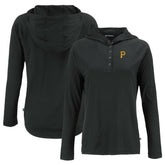 Pittsburgh Pirates Cutter & Buck Women's Coastline Epic Comfort Eco Recycled Hoodie Raglan Long Sleeve T-Shirt - Black - MLB Discount