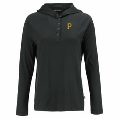 Pittsburgh Pirates Cutter & Buck Women's Coastline Epic Comfort Eco Recycled Hoodie Raglan Long Sleeve T-Shirt - Black - MLB Discount