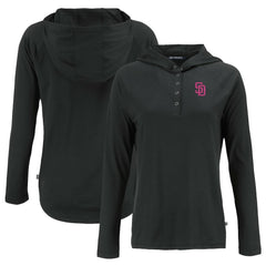 San Diego Padres Cutter & Buck Women's City Connect Coastline Epic Comfort Eco Recycled Hoodie Raglan Long Sleeve T-Shirt - Black - MLB Online