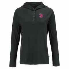 San Diego Padres Cutter & Buck Women's City Connect Coastline Epic Comfort Eco Recycled Hoodie Raglan Long Sleeve T-Shirt - Black - MLB Online