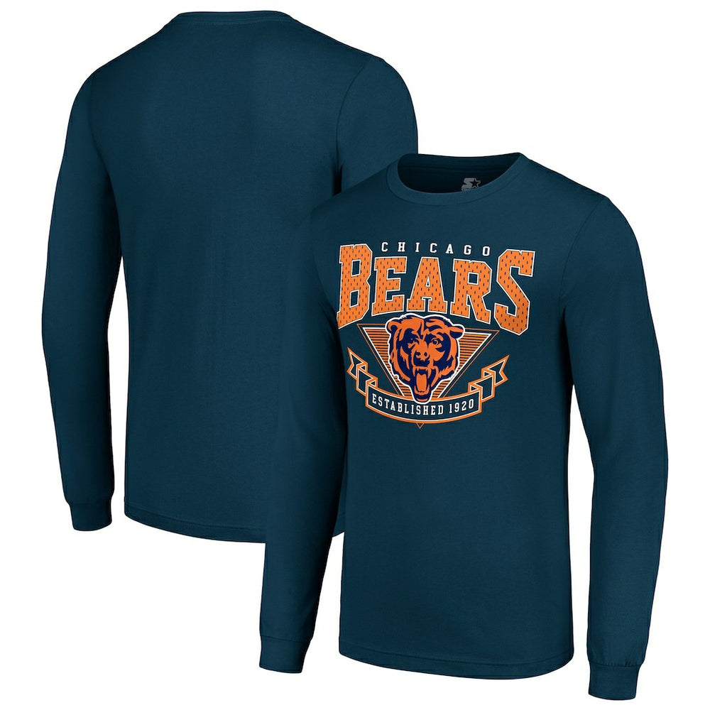 Chicago Bears Starter '80s Inspired Team Logo Long Sleeve T-Shirt Navy