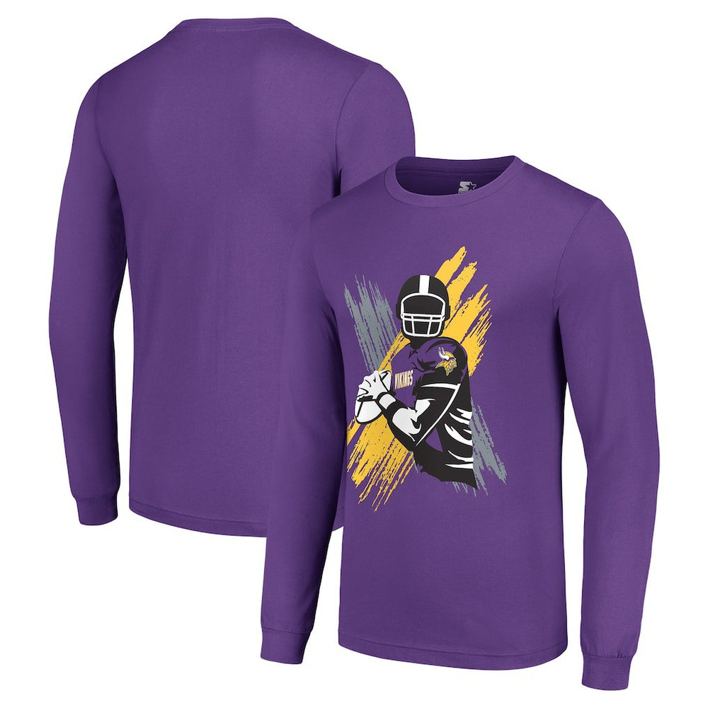 Minnesota Vikings Starter Player X Logo Graphic Long Sleeve T-Shirt Purple