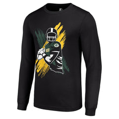 Green Bay Packers Starter Player X Logo Graphic Long Sleeve T-Shirt Black