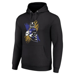 Baltimore Ravens Starter Player X Fleece Pullover Hoodie Black